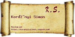 Korányi Simon névjegykártya